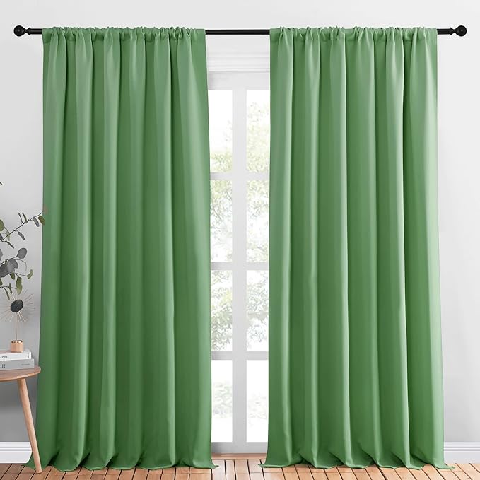 NICETOWN Blackout Curtains Window Draperies, Froest Green, Set of 2, 70 by 95 inches Long, Window Treatment Thermal Insulated Solid Room Darkening Drapes for Bedroom by NICETOWN