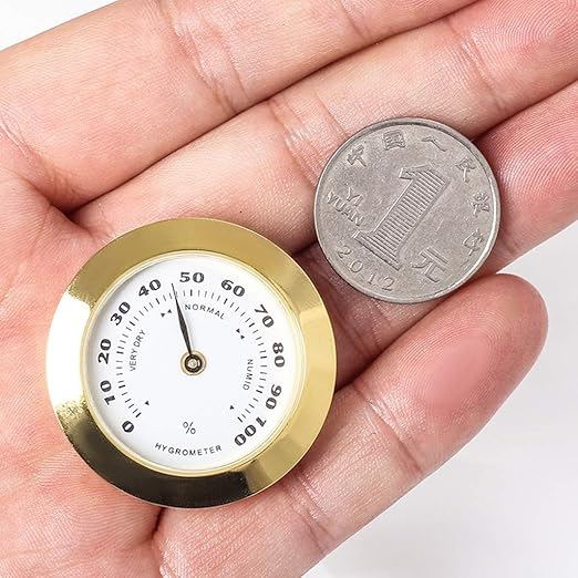 Golden Upgraded Hygrometer Humidity Meter Mini 38mm Round Glass Analog Hygrometers Suitable for Humidors Guitar Violin,Thermometer Hygrometers for Weather Hygrometer with Probe - Image 4