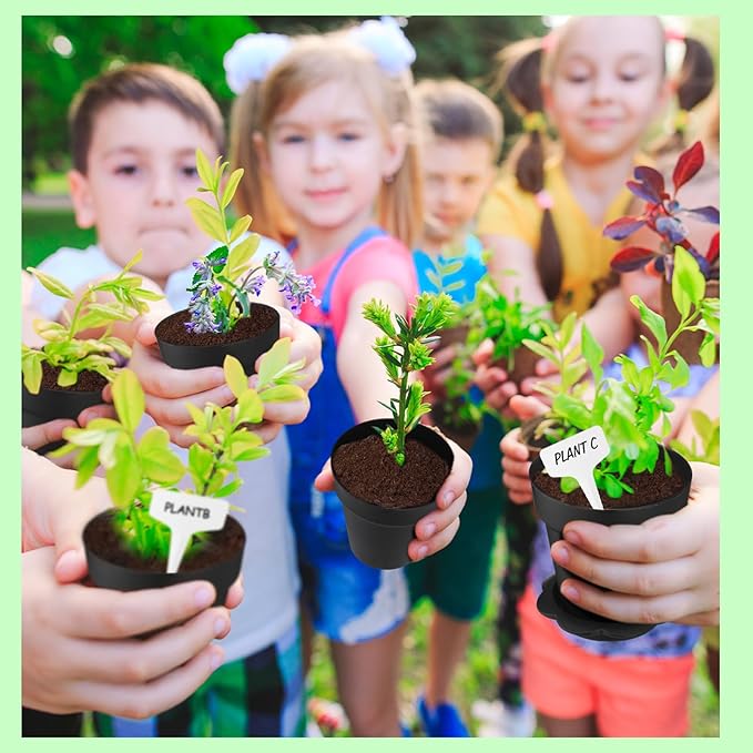30 Pcs Plant Nursery Pots with Humidity Dome 2.95'' Small Plant Pots Plastic Gardening Container Planter Starter Seed Starting Trays for Seedlings Succulents with 30 Pcs Labels(Black) - Image 6
