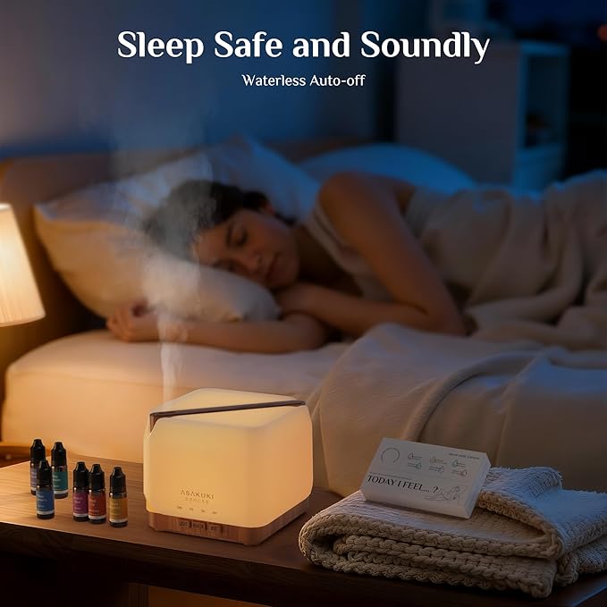 ASAKUKI Essential Oil Diffuser 700ml, Ultrasonic Aromatherapy Humidifier with Top 6 Essential Oils Set, 7 LED Colors, Timer & Auto-Off, Large Room Diffuser, Valentine's Day Gift - Image 5