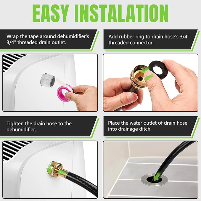 39FT Extension Drain Hose for Dehumidifier Indoor Dehumidifier Drain Hose with 3/4 inch Fitting, Leak Proof Dehumidifier Hose Fits Most Models - Image 5