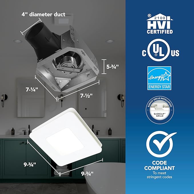 Broan-NuTone® Roomside Series Humidity Sensing Bathroom Exhaust Fan w/LED Light, 80 CFM, ENERGY STAR® - Image 4