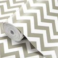 Glotoch Shelf Liner 12" x 20FT Non Adhesive Refrigerator, Kitchen, Drawer Liners, Waterproof and Durable Fridge Table Place Mats for Cupboard, Cabinet, Drawer Liner, Gray and White, Chevron by GlotochExpress