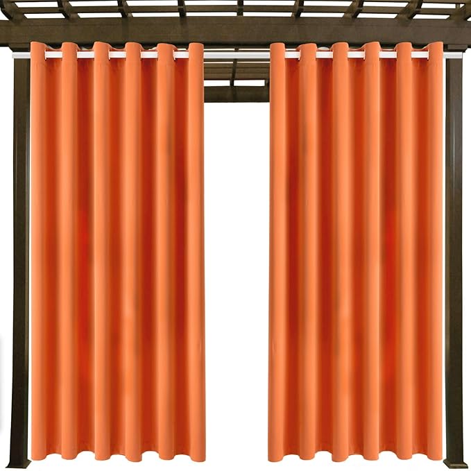 DIVA EN CAMINO DEC Outdoor Patio Curtain Waterproof Darkening Thermal Insulated Indoor Curtains for Bedroom, Porch, Living Room, Pergola, Cabana, W84 x L95, Orange, Set of 2 Panels - Image 9