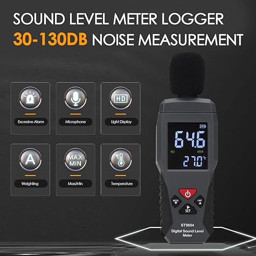 Digital Sound Level Meter Decibel Meter 30-130dBA Noise Measurement Device for Accurate Noise Monitoring in Home Office Industrial Environments - Image 2