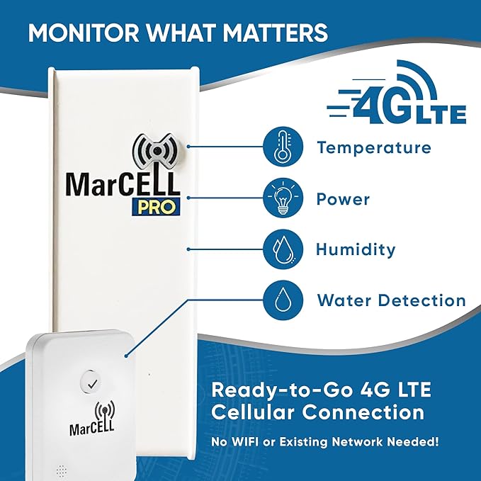 MarCELL PRO - Professional Level Remote Temperature, Humidity & Power and Water or Leak Monitor - No WiFi Needed - RV, Network Room, Freezer, Home - Instant Phone Call Alerts - Made in The USA - Image 2