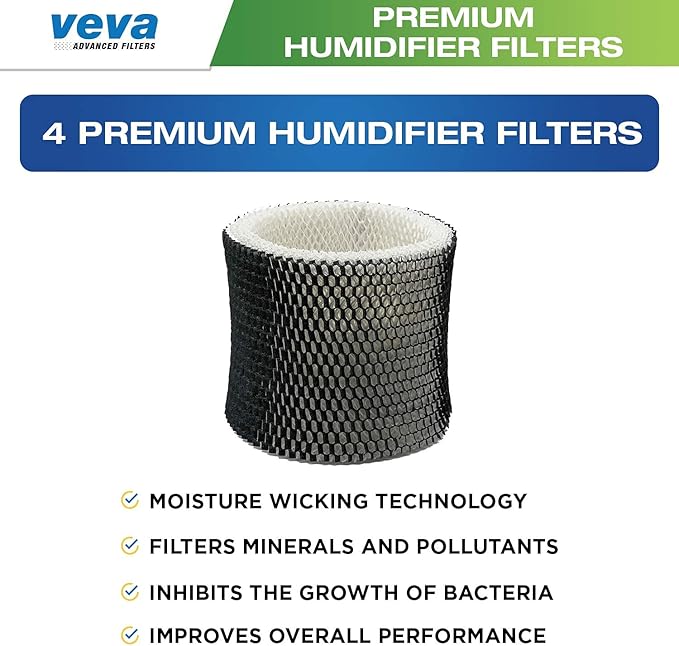 VEVA 4 Pack Premium Humidifier Filters Replacement for Holmes Filter B, HWF64, and Other Sunbeam Bionaire Cool Mist Humidifiers - Image 2