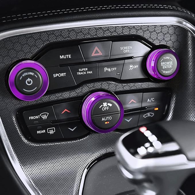 Auprite Climate Control Knob Covers for Challenger Accessories 2015-2023 2024, for Dodge Charger 2015-2023 2024, for Dodge Chrysler 300/300s 2015-2024,3Pcs Kit (Purple) - Image 6