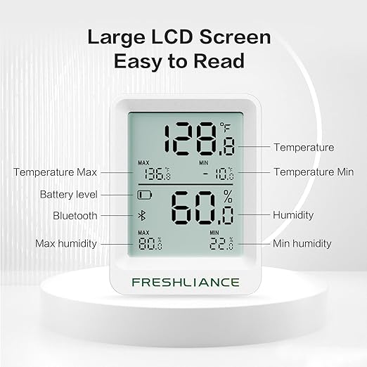 Freshliance Bluetooth Temperature Humidity Data Logger Recorder, Refrigerator Freezer Thermometer Hygrometer, Digital Remotely Temperature Humidity Monitor with APP Data Analysis, 6packs - Image 7