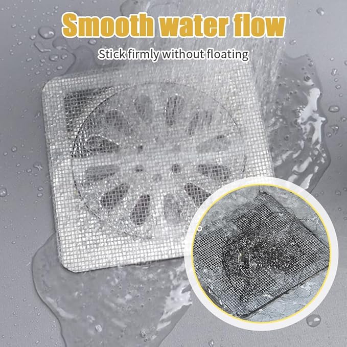 Disposable Hair Drain Stickers, 2025 Upgraded Disposable Floor Drain Filter Stickers, Bathroom Shower Drain Protector, Mesh Cover Floor Drain Sticker for Kitchen Bathroom Tub (20) - Image 3