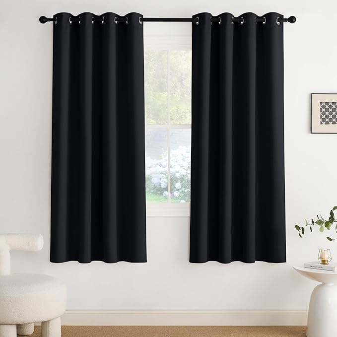 NICETOWN Room Darkening Draperies Curtains Panels, 2 Panels Black W52 x L72 by NICETOWN