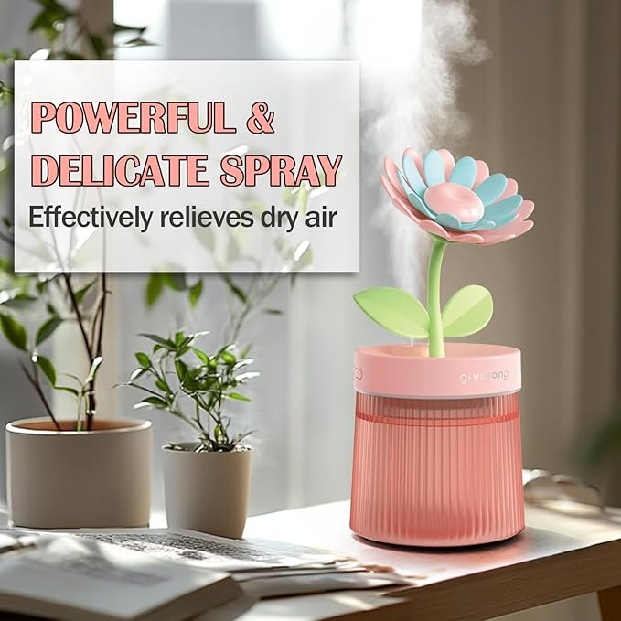 Cute Mini Humidifier 320mL Cool Mist Humidifie mute with 2 Mist Modes,for Home/Nursery/Office,Portable Mini Air Moisturizer,rechargeable mini humidifier(Sunflower Green) - Image 4