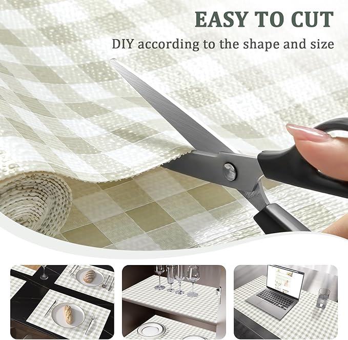 Shelf Liner for Kitchen Cabinets 18" x 360" Non-Adhesive Non-Slip Drawer Liners for Dresser, Waterproof Washable Paper, Durable Protector Mat for Pantry Shelves Cupboards, Green Plaid - Image 4