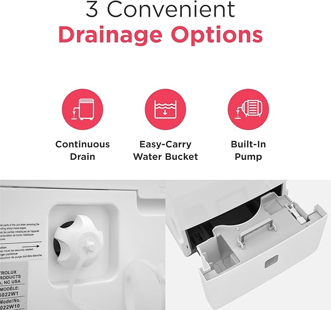 Frigidaire 60-Pint Portable Dehumidifier with Built-In Pump for Large Rooms & Basements, Custom Humidity Control, Auto Shut Off, White - Image 9