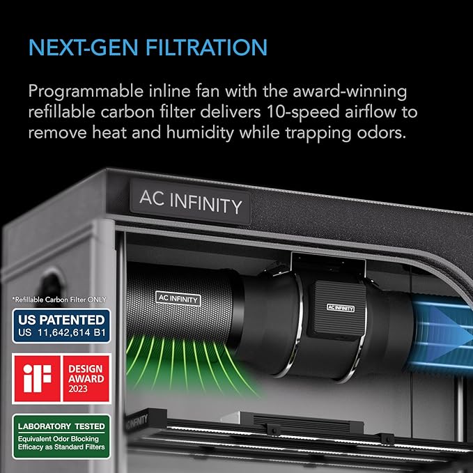 AC Infinity x Athena® Cultivator Kit, Complete 2-Plant Grow Tent System with Blended Line Fertilizer Starter Kit, Dynamic Learning AI Control with WiFi-Integrated Quiet Fans, Full Spectrum EVO Lights - Image 4