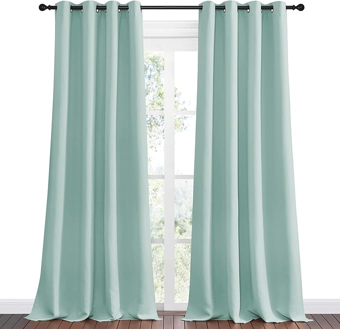 NICETOWN Aqua Blue Blackout Curtains 96" Long for Office, Dining Room, Guest Room, Sound Reducing Heat and Cold Block Curtain Panels for Modern Room Decorative (55" Wide by 96" Long, 2 Pieces) - Image 2