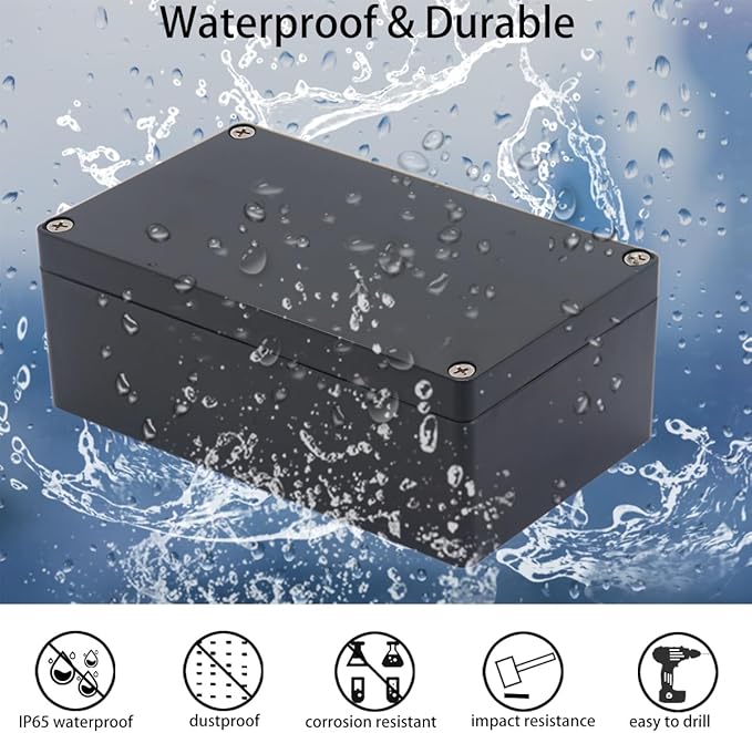 2 Pack Project Box ABS Plastic Black Electrical Boxes IP65 Waterproof DIY Electronic Junction Box Power Enclosure 3.94x2.68x1.97 inch(100 x 68 x50 mm) - Image 6