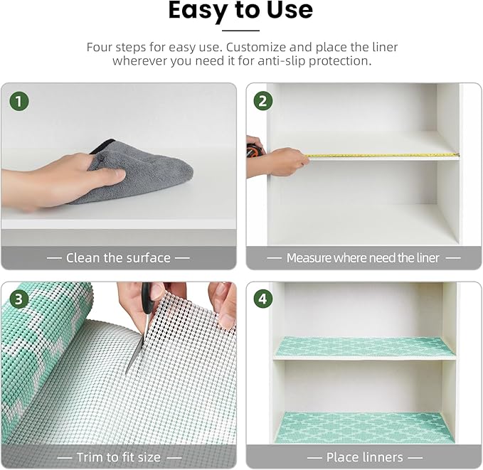 BAGAIL Drawer and Shelf Liner, 17.5 in X 20 Ft Non-Adhesive Shelf Liners for Kitchen Cabinets, Thick Strong Grip Liners for Desk, Shelves, Bathroom Drawers, Cabinet Protection - BlueQuatrefoil - Image 6