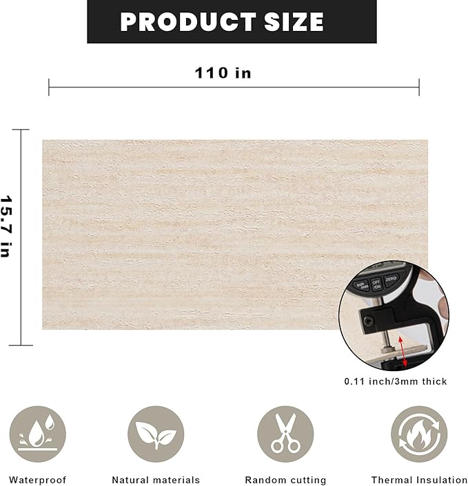 3D Wall Panels Peel and Stick – 15.7"x110" PVC Faux Travertine Texture, Self Adhesive Waterproof Wall Covering, DIY Accent Wall, Sofa Background Backsplash & Modern Home Decor, Covers 12 sq.ft - Image 2
