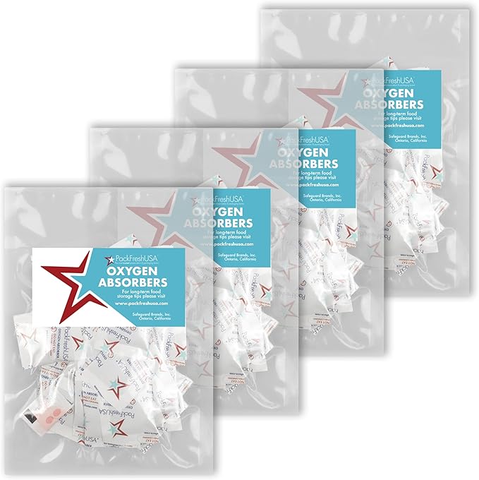200 Pack – 50cc Oxygen Absorbers for Mylar Bags – Food Grade – Includes Oxygen Indicator & Guide by PackFreshUSA
