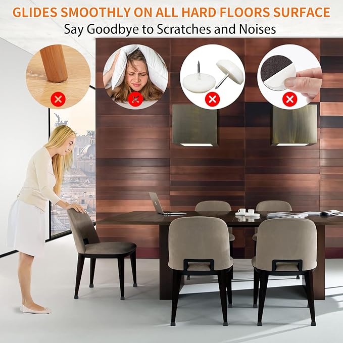 Ezprotekt 16 Pcs Rectangle Silicone Chair Leg Floor Protectors, Felt Rectangle Black Furniture Leg Cap Covers for Chair Table Desk - Anti- Scratches (Fit L :1.3-1.7", W: 0.9-1.2") - Image 5