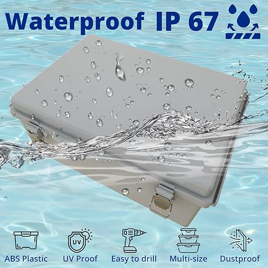 MAKERELE Large Junction Box Waterproof IP67 Plastic Outdoor Electrical Box and 3/4" NPT*2 Enclosure with Mounting Plate Suitable for Various Projects(16.1"*12.2"*7.1") - Image 3