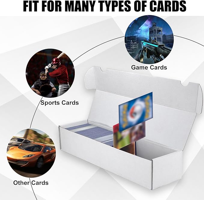 Trading Card Storage Box, 3-Pack 1100 Count White Corrugated Cardboard Bulk Sports Storage Box for TCG/Magic/Mtg Basketball Cards, Collectible Trading Cards - Image 4