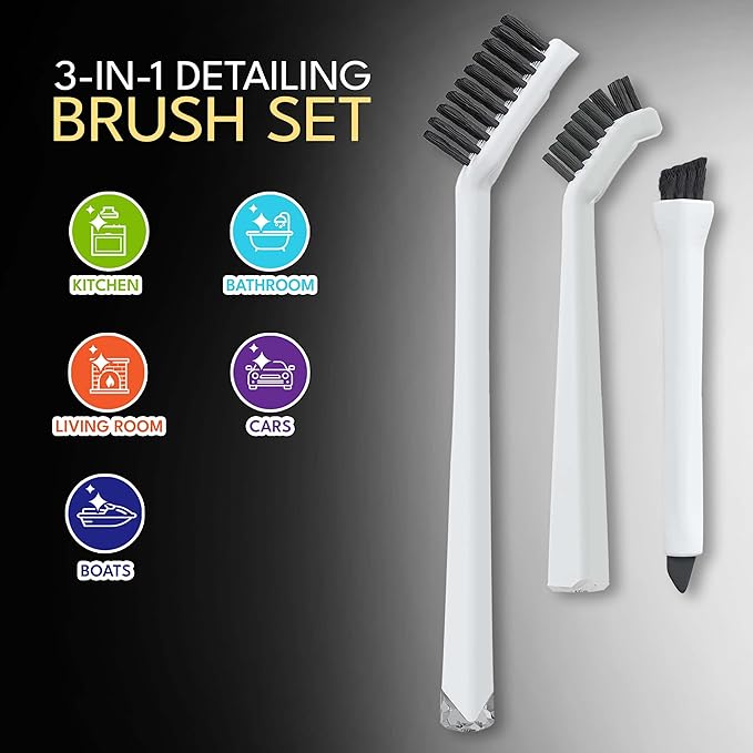 Grout Cleaning Brushes Set (3 Pcs) Deep Cleaner Multi-Purpose Stiff Bristle Brush, Cleaning Toothbrush for Cleaning Corners, Spaces, Tile, Shower, Window & Door Track, Floor, Juicers and Tight Spaces - Image 2