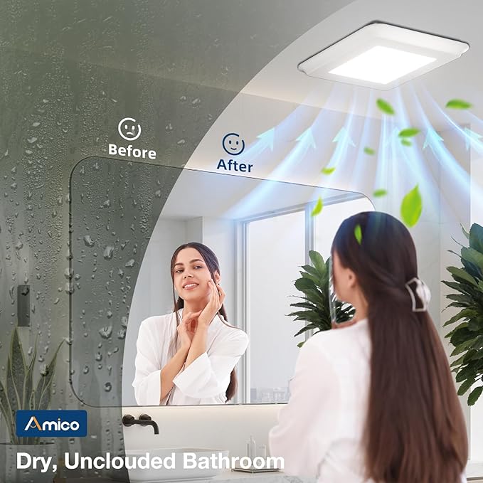 Amico Bathroom Exhaust Fan with Light, 110 CFM, 1.0 Sones, 5CCT, 1000LM, Easy Installation, Ceiling Mount Bathroom Fan, Adjustable Bath Exhaust Vent with light, ETL & FCC Certified - Image 6