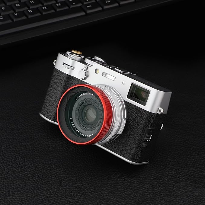 Haoge LUV-X54R Metal Lens Hood with MC UV Protection Multicoated Ultraviolet Lens Filter for Fujifilm X100VI Fuji X100V Camera Red - Image 3