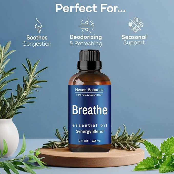 Breathe Essential Oil Blend 60 ml - Breath Sinus Relief with Menthol Oils - for Humidifiers, Diffusers, and Aromatherapy - Nexon Botanics - Image 6