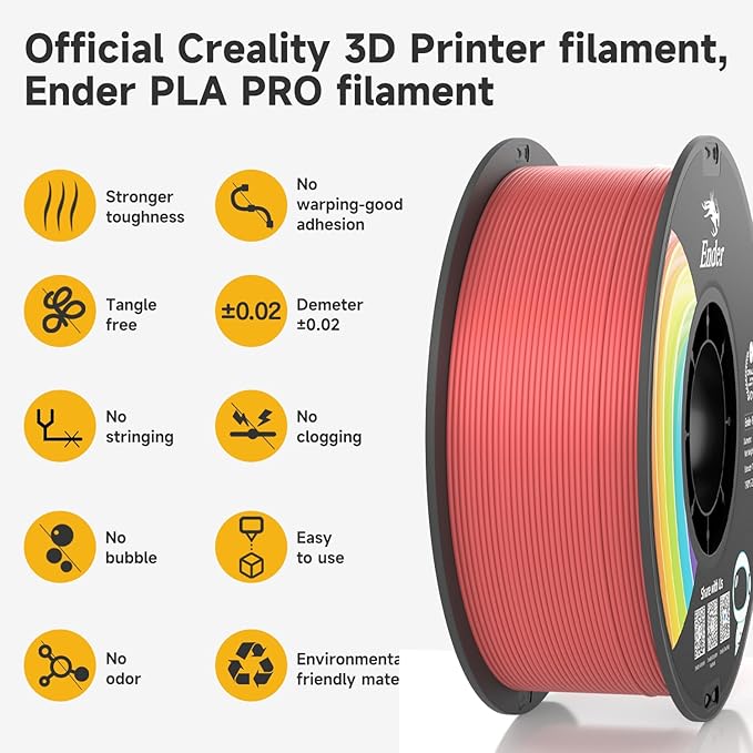 Official Creality PLA Filament Pro Red, 1.75mm 3D Printer Filament, Ender PLA + (Plus) Printing Filament, 1kg Spool (2.2lbs), Dimensional Accuracy ±0.02mm. Fit Most FDM Printers - Image 4
