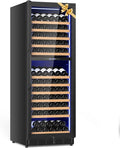 24 Inch Dual Zone Wine Cooler Refrigerator, Large Capacity Freestanding/Built-in Upgraded Professional Wine Fridge with Powerful Compressor, Advanced Cooling System, Quiet Operation, Black by Velieta-SpecialistinFridge