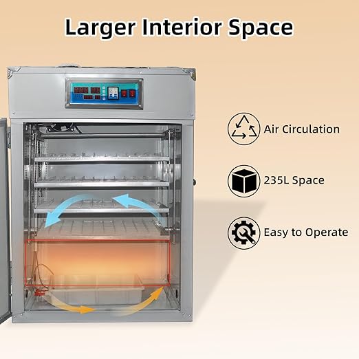 XKV 352 Egg Incubator with Automatic Egg Turning,Temperature Control and Humidity Control,Hatching Eggs,Chicken,Ducks,Poultry,Industrial Brooding Machine Chicken Incubator for Farm,Lab,Home,Indoor - Image 5