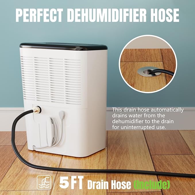 5FT Dehumidifier Drain Hose 3/4" FHT,Leakproof Dehumidifier Hose with Rustproof Durable Connector,Thickened drain hose for dehumidifier indoor,Perfectly Compatible with Most Brands of Dehumidifiers - Image 7