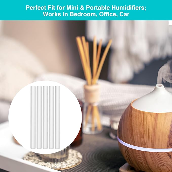 Cotton Humidifier Filter Sticks (60PCS) - 0.3" Universal Fits Mini Diffusers, Rapid Absorption Replacement Wicks for Cool Mist USB Humidifiers in Home, Bedroom, Office (White, 0.3"×4") - Image 5