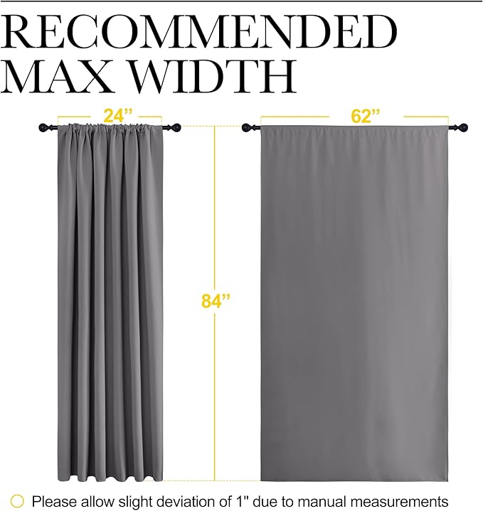 NICETOWN Blackout Curtain Panels for Window - Thermal Insulated Rod Pocket Blackout Drapes/Draperies for Dining Room (2 Panels, W62 x L84 inches, Grey) - Image 7