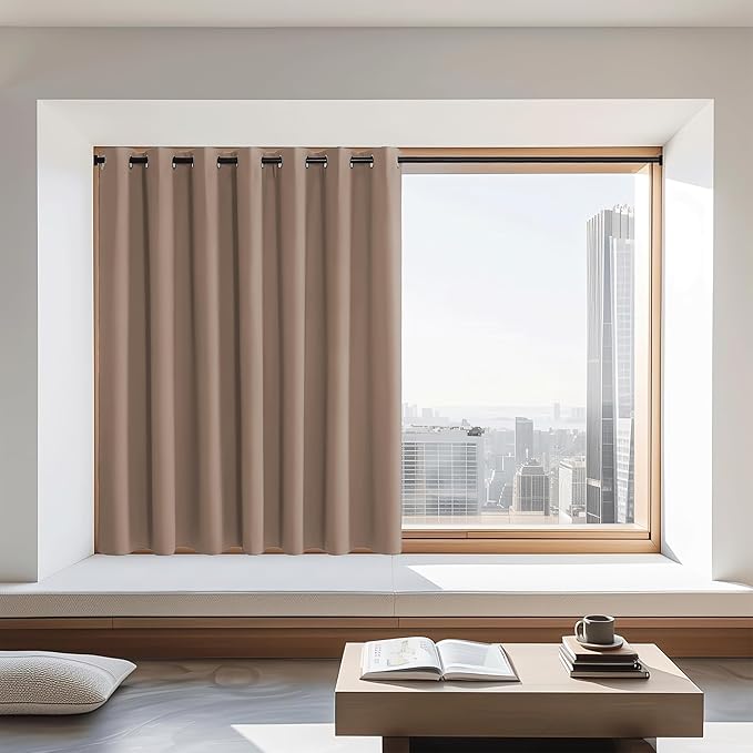 NICETOWN Blackout Curtains 72 inches Long, Grommet Privacy Window Treatment Thermal Insulated Room Darkening Sliding Glass Door Drape for Bedroom Living Room, 1 Panel, W100 x L72, Cappuccino by NICETOWN