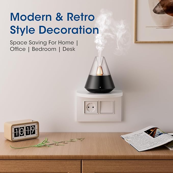 Essential Oil Diffuser, Modern Style Aromatherapy Aroma Diffusers with Candle Light, Fragrance Ultrasonic Cool Mist Humidifier, Remote Control, Auto Shut-Off, for Home Living Room Office - Image 5