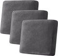 H.VERSAILTEX Velvet Stretch Couch Cushion Cover Plush Cushion Slipcover for Chair Loveseat Sofa Cushion Furniture Protector Seat Cushion Sofa Cover (3 Piece XL Sofa Cushion Covers, Grey) by HVERSAILTEX
