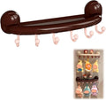 New Suction Cup Display Shelf and Hooks for Collectibles, Drill-Free, Heavy-Duty 6 Hooks – for Bathroom, Kitchen, Entryway, Bedroom Door Back, Key Storage and Blind Box Display (1pc, Brown) by Unknown