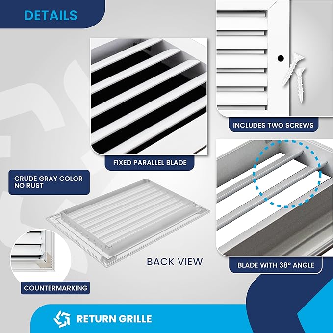 14x10 Inch (Duct Hole) Air Return Vent Cover Decorative – Premium Aluminum AC Vent Cover for Ceiling & Wall, Rustproof Grille, Ideal for Home HVAC Grille, Durable & Easy to Install by ACLAMINAIRE - Image 9