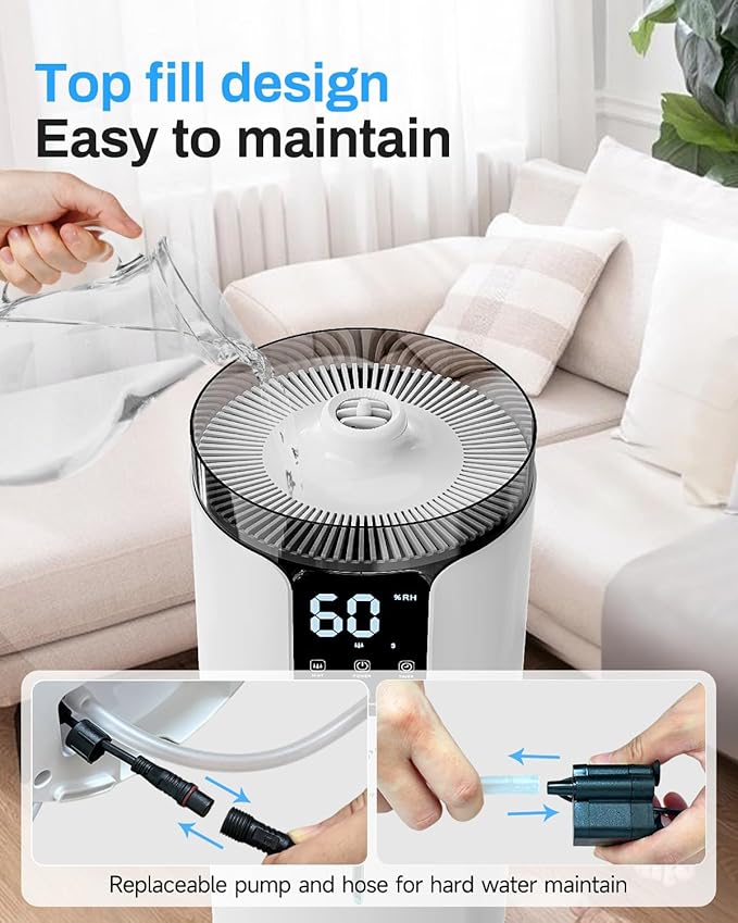 16L Smart Humidifier large room, Whole house Humidifier for Home 1500 sq.ft with APP/Voice/Remote Control, Ultrasonic Cool Mist Humidifiers for Bedroom, Plants, office with Tube, White - Image 7