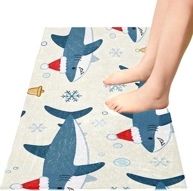 Merry Christmas Shark Beige decorative mat for kids anti-mold bathroom rugs non slip for foyer accessories 39x20in de alfombras para ba?o - Image 4