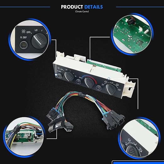 599-006 Heater Climate Control Unit Panel Module with Rear Defogger & Adapter Wire Harness Fit for Chevy & GMC C1500 C2500 C3500 K1500 K2500 K3500 Suburban Tahoe Yukon 1996-2000 - Replace# 9378805 - Image 5