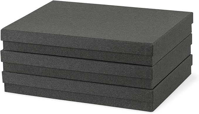 Soul & Lane Document Storage Boxes - Set of 3 (13.2" x 9.8" x 1.8"), Versatile Photo & Craft Organizer for Home & Office, Stackable Cardboard Storage for Letters, Files & Memorabilia, Slate Gray by SoulLane