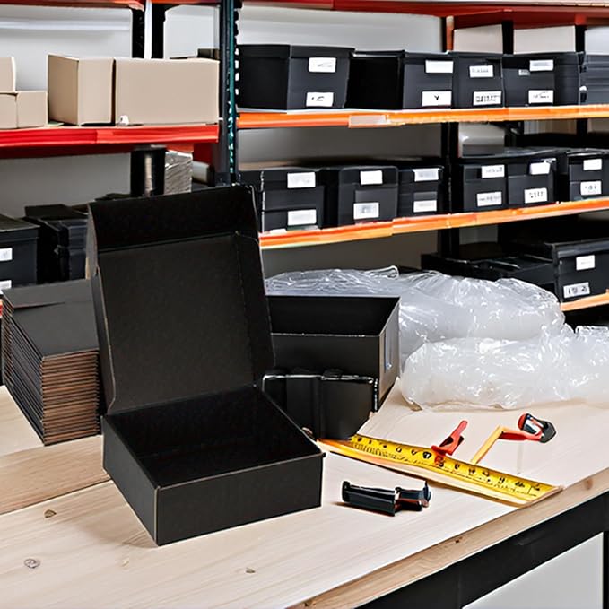 Small Shipping Boxes 9x9x3 Inch (25 Pack) - Sturdy Black Corrugated Cardboard Boxes for Small Business, Ecommerce, Mailing & Packaging | Recyclable Gift & Storage Boxes - Image 4