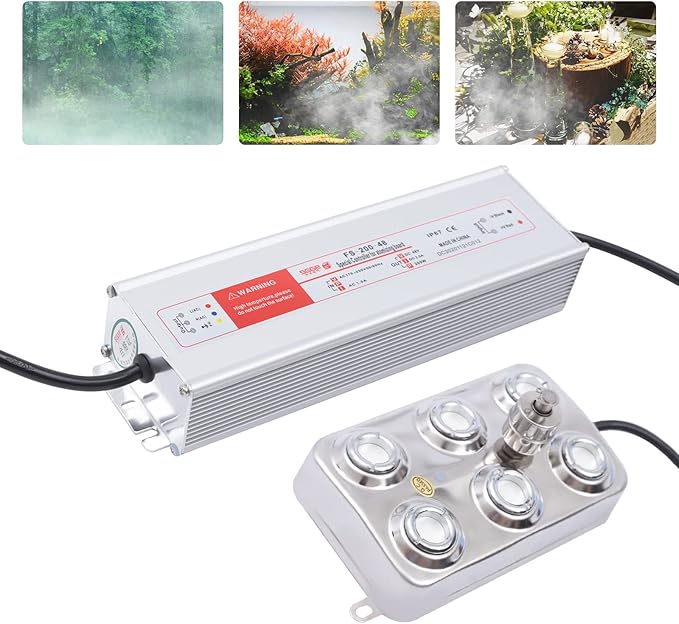YIYIBYUS Ultrasonic Mist Maker 6 Head Mister Foggers Rockery Pool Water Landscape Atomizing Board Fog Machine Water Fountain Pond Aquarium Square Atomizer Air Humidifier - Image 2
