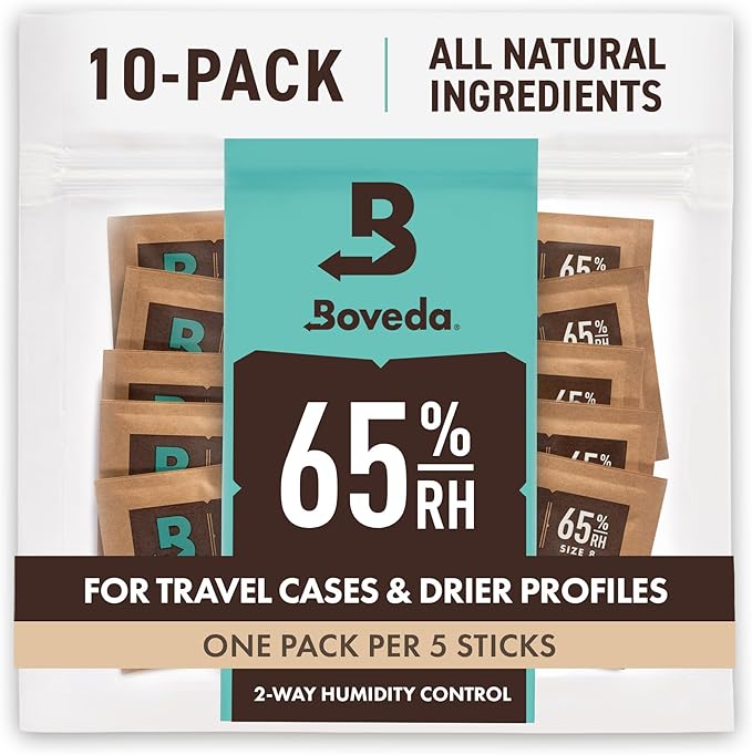Boveda 65% Two-Way Humidity Control Packs for Storing Up to 5 Items – Size 8 – 10 Pack – For Small Travel Boxes – Moisture Absorbers – Humidifier Packs – Hydration Packets in Resealable Bag by Boveda