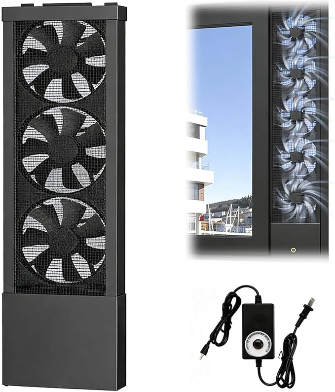 Vertical Window Exhaust Fan for Sliding Windows-Easy Tool-Free Installation, Adjustable Speed with Reversible Airflow, Slim Design for Bedroom Kitchen Office, Alternative to AC Fan and Household Fans by Unknown